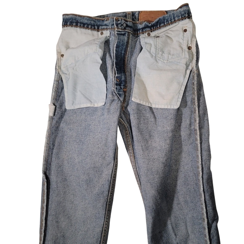 Levis 505 Jeans Vintage 90s Made in USA 32x32 Light Wash Distressed Grunge Zip - Picture 13 of 13